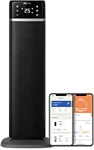 Philips 5000 Series Energiezuinige Connected Toren Ventilatorkachel, 2000W, tot 50% energiebesparing, 5 veiligheidsvoorzieningen, 4 standen, 60° oscillatie, stil, zwart & donkergrijs (CX5120/11)