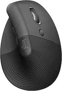 Logitech Lift Vertical Ergonomische Muis, Draadloos, Bluetooth of Logi Bolt USB-ontvanger, Stille klikken, 4 knoppen, compatibel met Windows/macOS/iPadOS, Laptop, PC - Grafiet