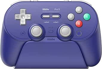8BitDo Pro 3 Bluetooth Controller for Switch/Switch 2 – TMR Joysticks, Swappable ABXY Buttons, Pro Back Buttons, Charging Dock, Hall Effect Triggers, for Windows, Apple, SteamOS, Android - Purple